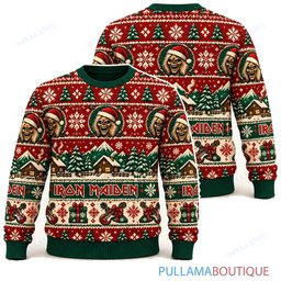 Iron Maiden Winter Cabin Eddie ugly christmas sweater