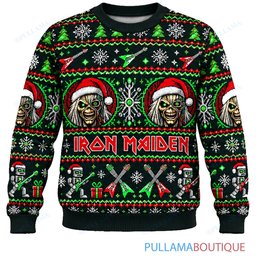 Iron Maiden Cyber Santa Eddie ugly christmas sweater