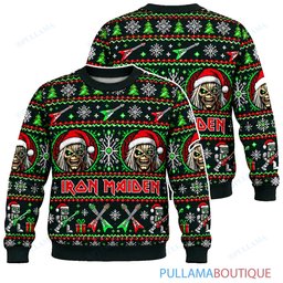 Iron Maiden Cyber Santa Eddie ugly christmas sweater