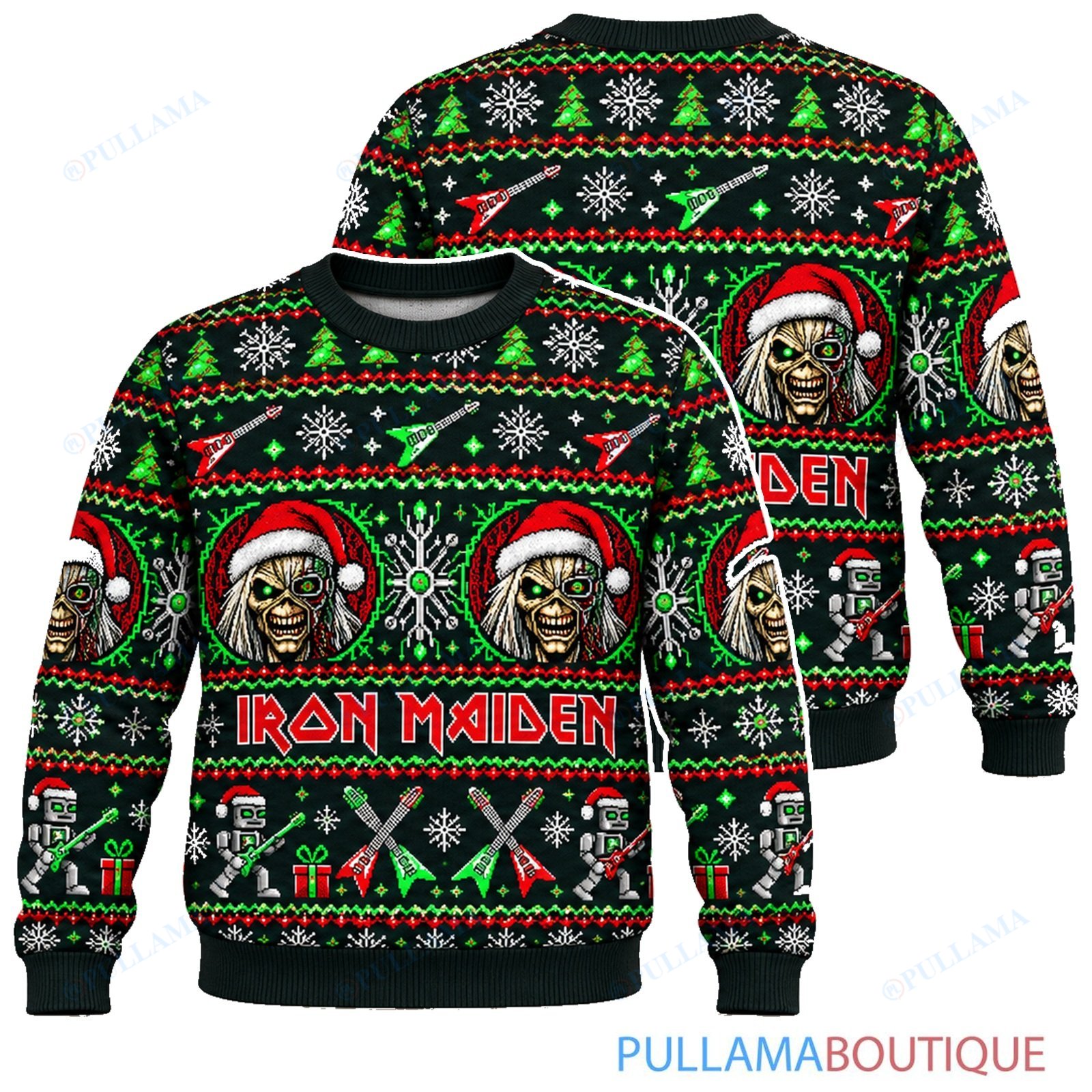 Iron Maiden Cyber Santa Eddie ugly christmas sweater