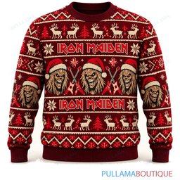 Iron Maiden Retro Red Eddie ugly christmas sweater