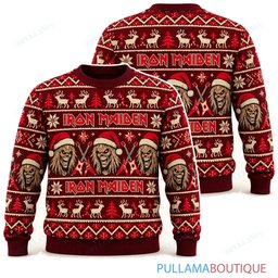 Iron Maiden Retro Red Eddie ugly christmas sweater