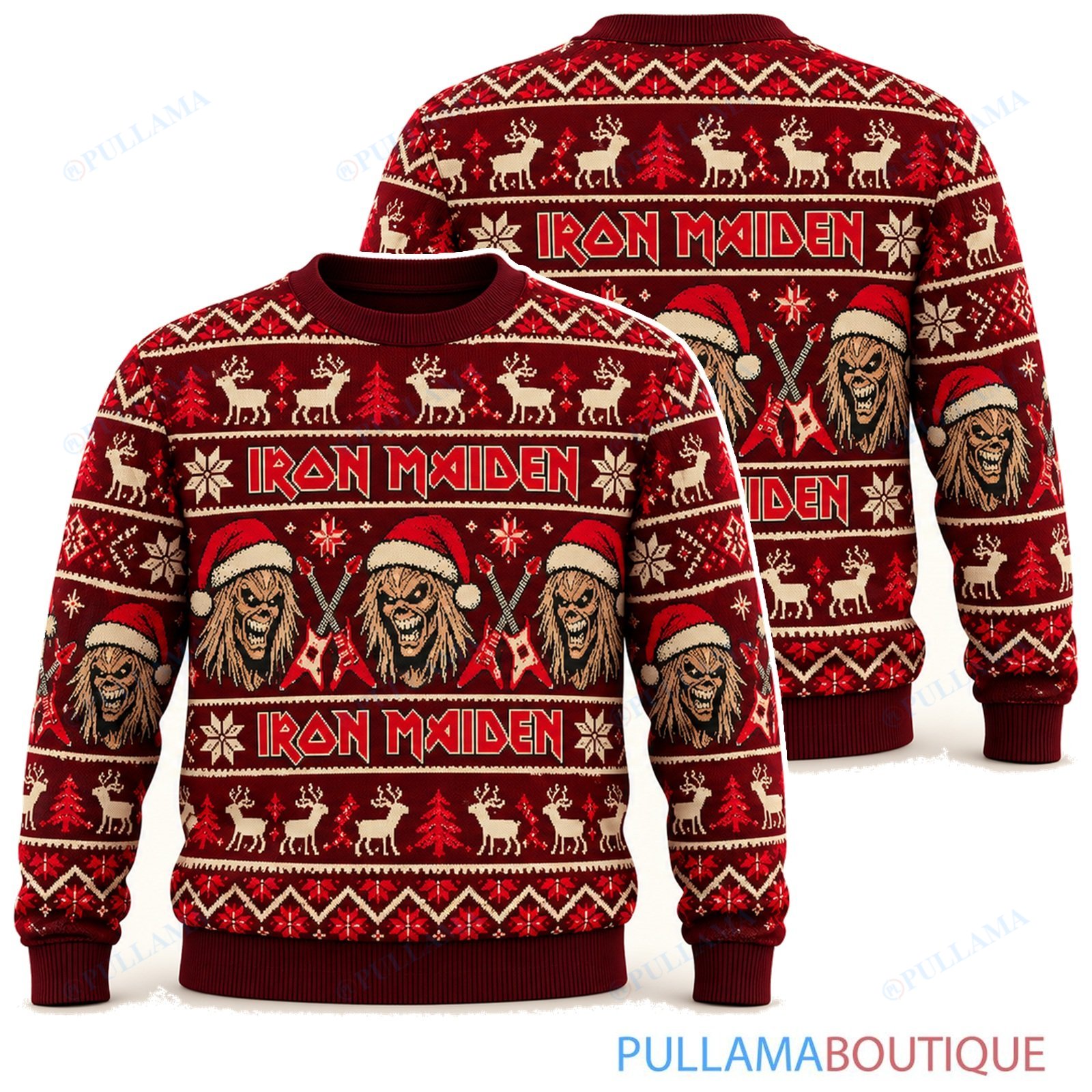 Iron Maiden Retro Red Eddie ugly christmas sweater