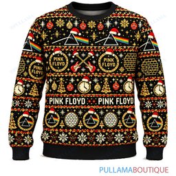 Pink Floyd Black Gold ugly christmas sweater