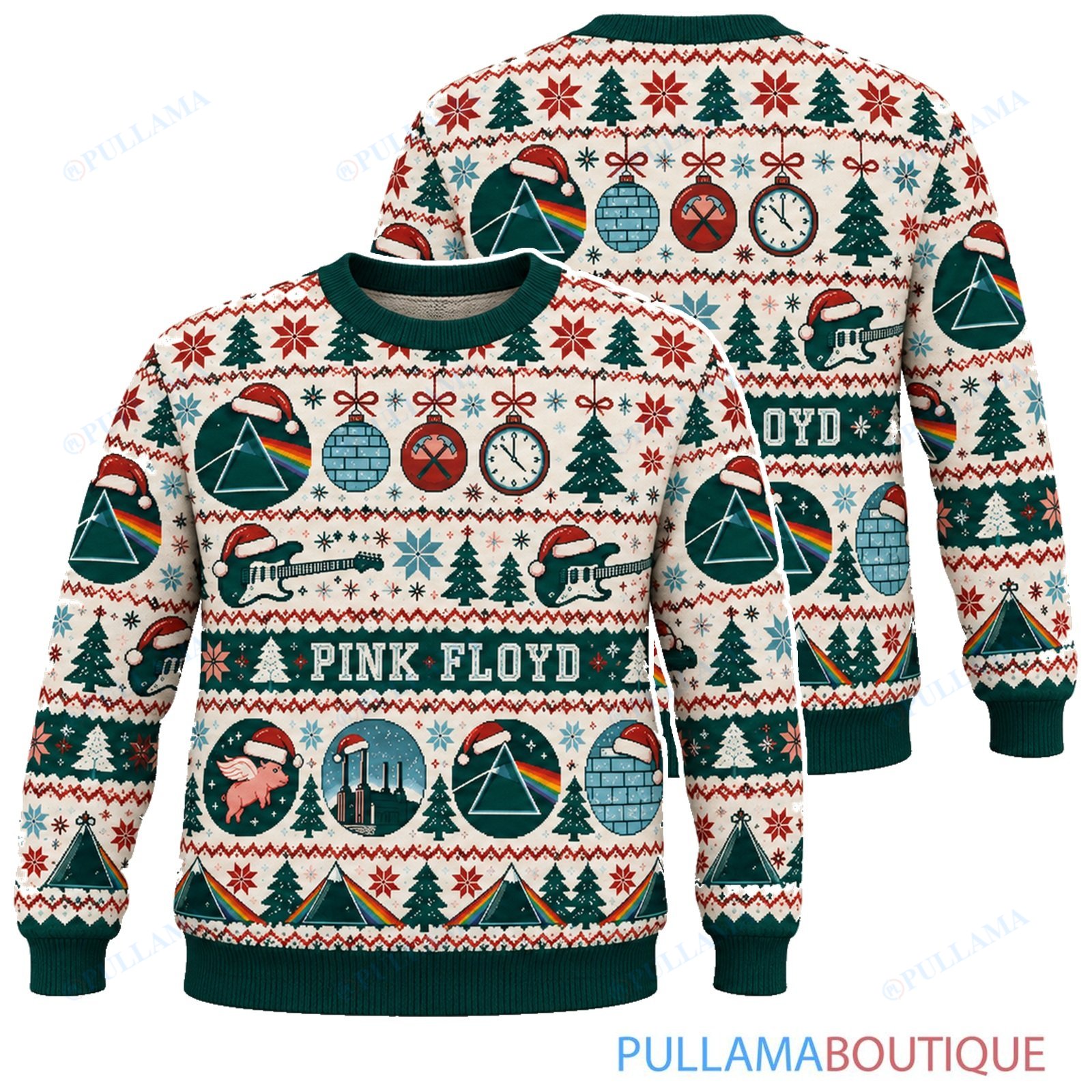 Pink Floyd Scandi Cream ugly christmas sweater
