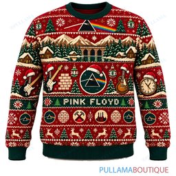 Pink Floyd Winter Cabin ugly christmas sweater