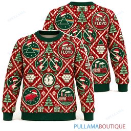 Pink Floyd Candy Cane ugly christmas sweater