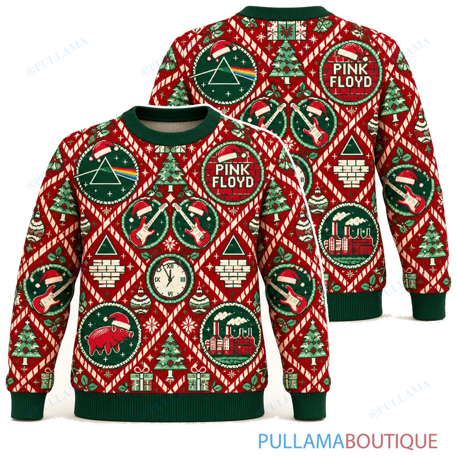 Pink Floyd Candy Cane ugly christmas sweater
