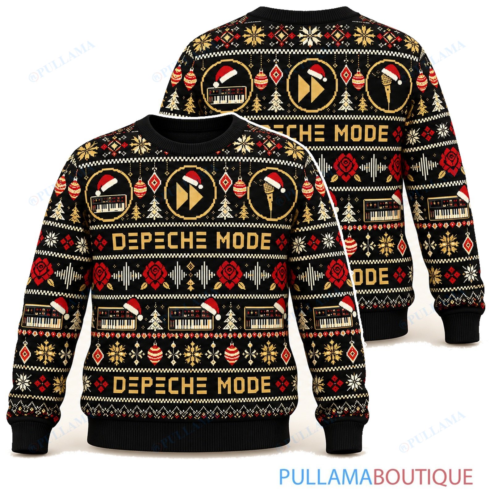 Depeche Mode Black Gold ugly christmas sweater