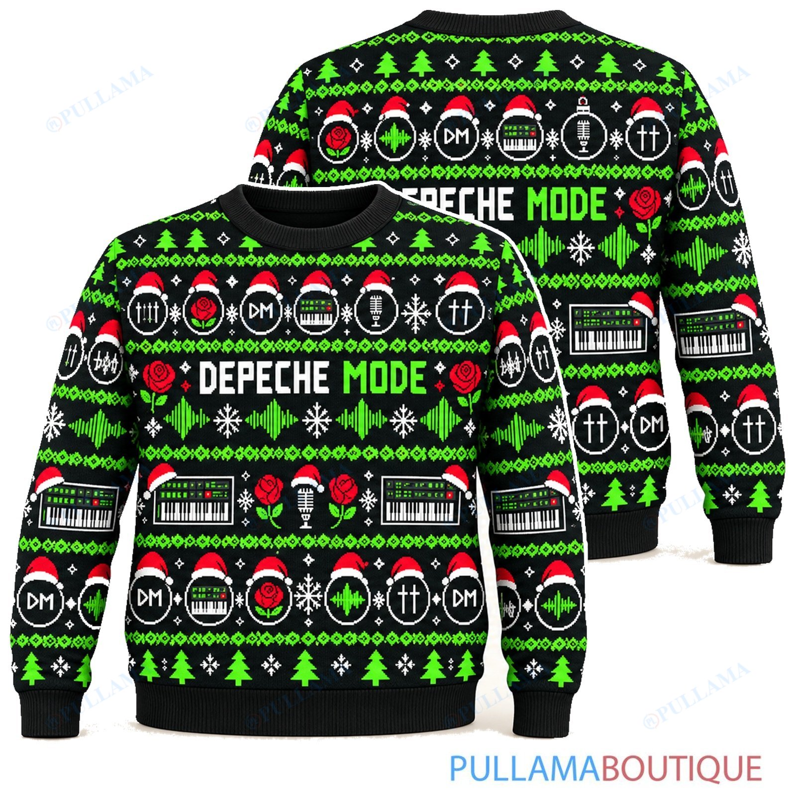 Depeche Mode Electric Green ugly christmas sweater
