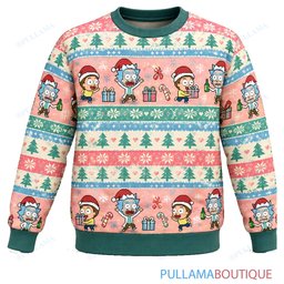 Rick and Morty Pastel Christmas ugly christmas sweater