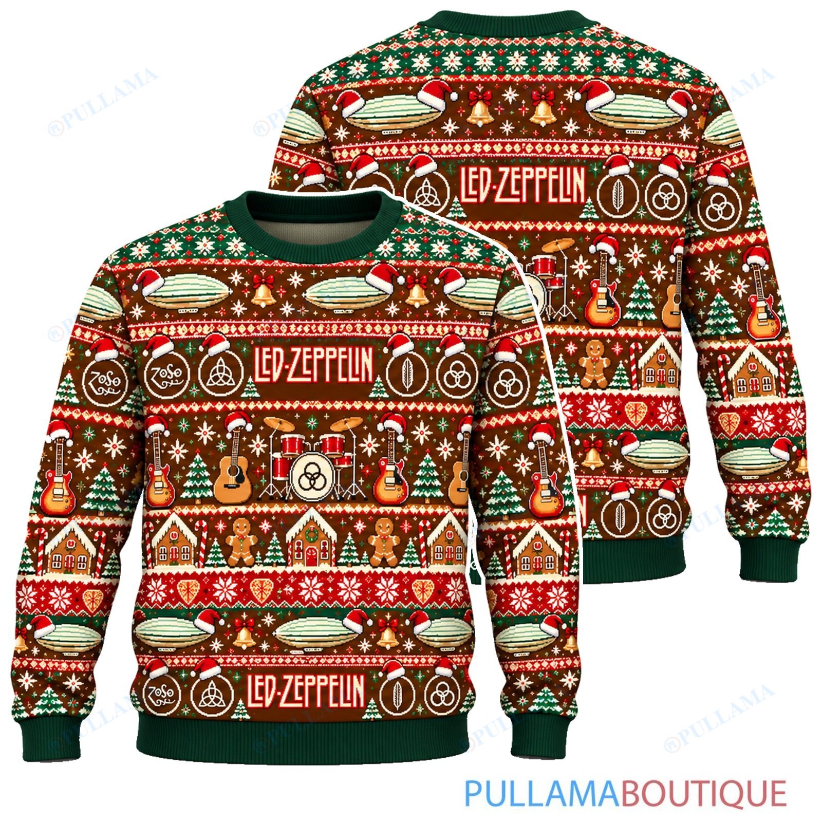 Led Zeppelin Gingerbread ugly christmas sweater