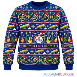Led Zeppelin Gift Wrap ugly christmas sweater