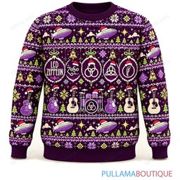 Led Zeppelin Purple Holiday ugly christmas sweater