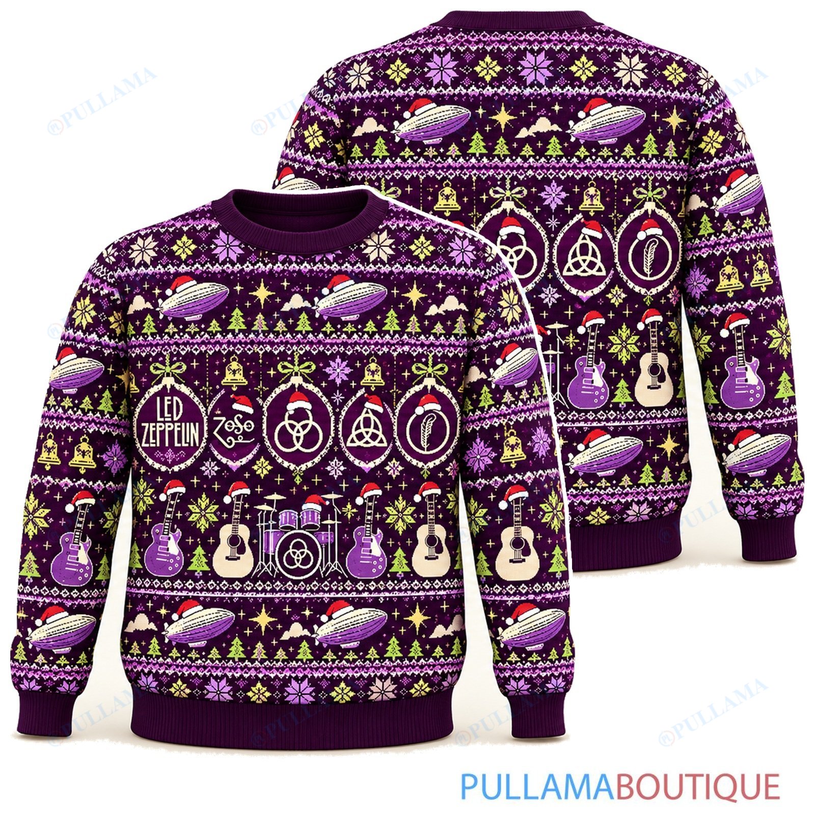 Led Zeppelin Purple Holiday ugly christmas sweater