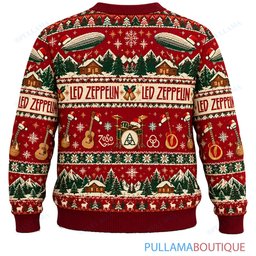 Led Zeppelin Winter Cabin ugly christmas sweater