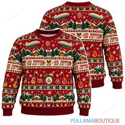 Led Zeppelin Winter Cabin ugly christmas sweater
