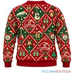 Led Zeppelin Candy Cane ugly christmas sweater