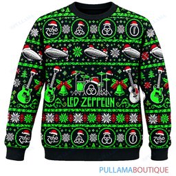 Led Zeppelin Electric Green ugly christmas sweater