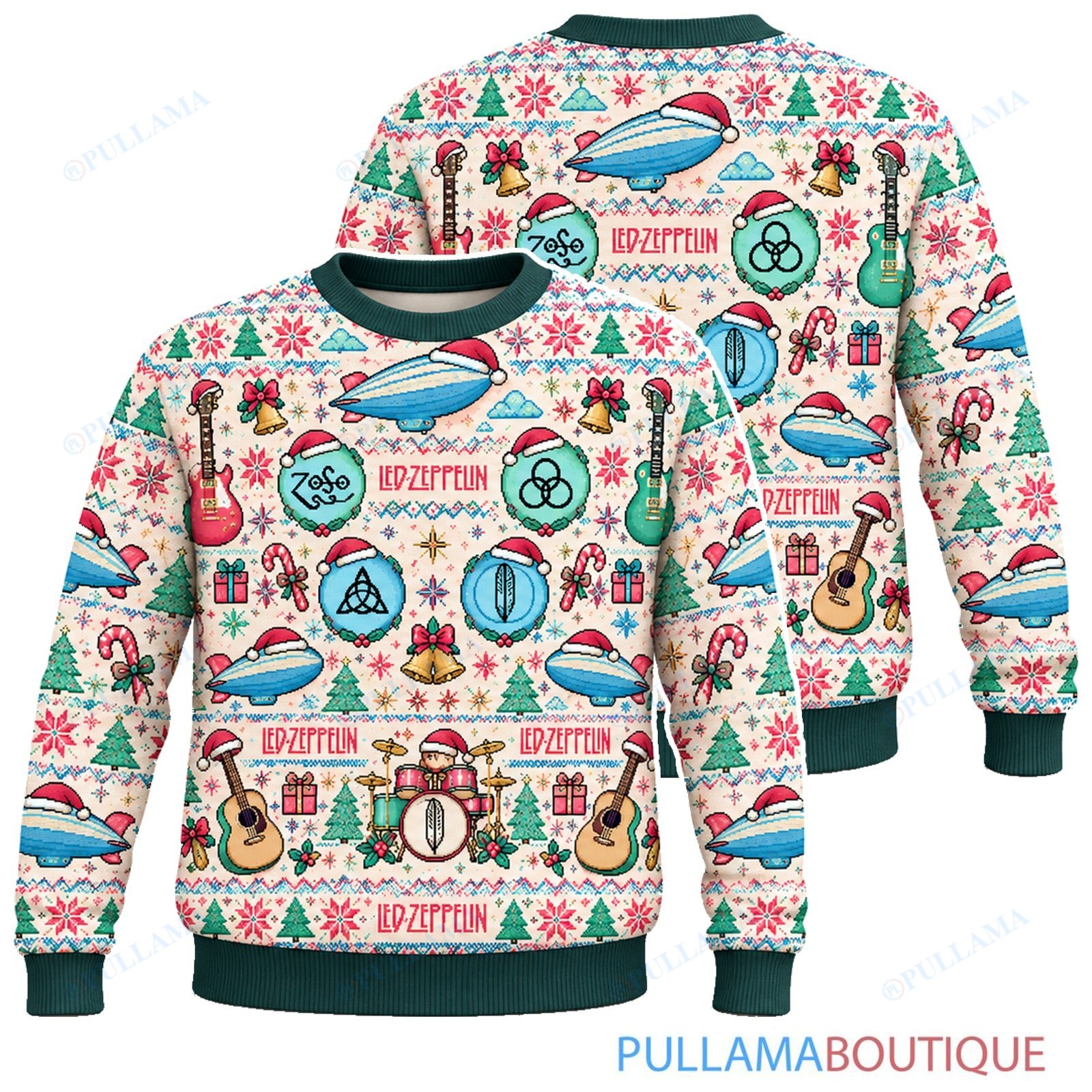 Led Zeppelin Pastel Noel ugly christmas sweater