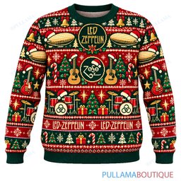 Led Zeppelin Festive Maximalist ugly christmas sweater
