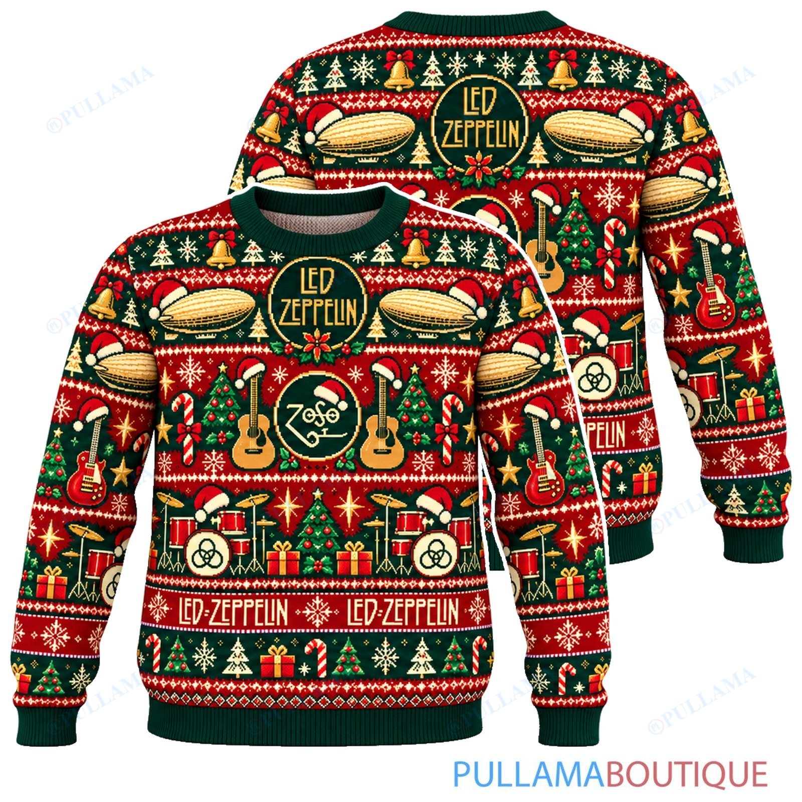 Led Zeppelin Festive Maximalist ugly christmas sweater