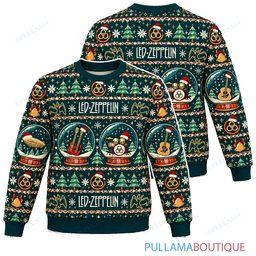 Led Zeppelin Snow Globe ugly christmas sweater