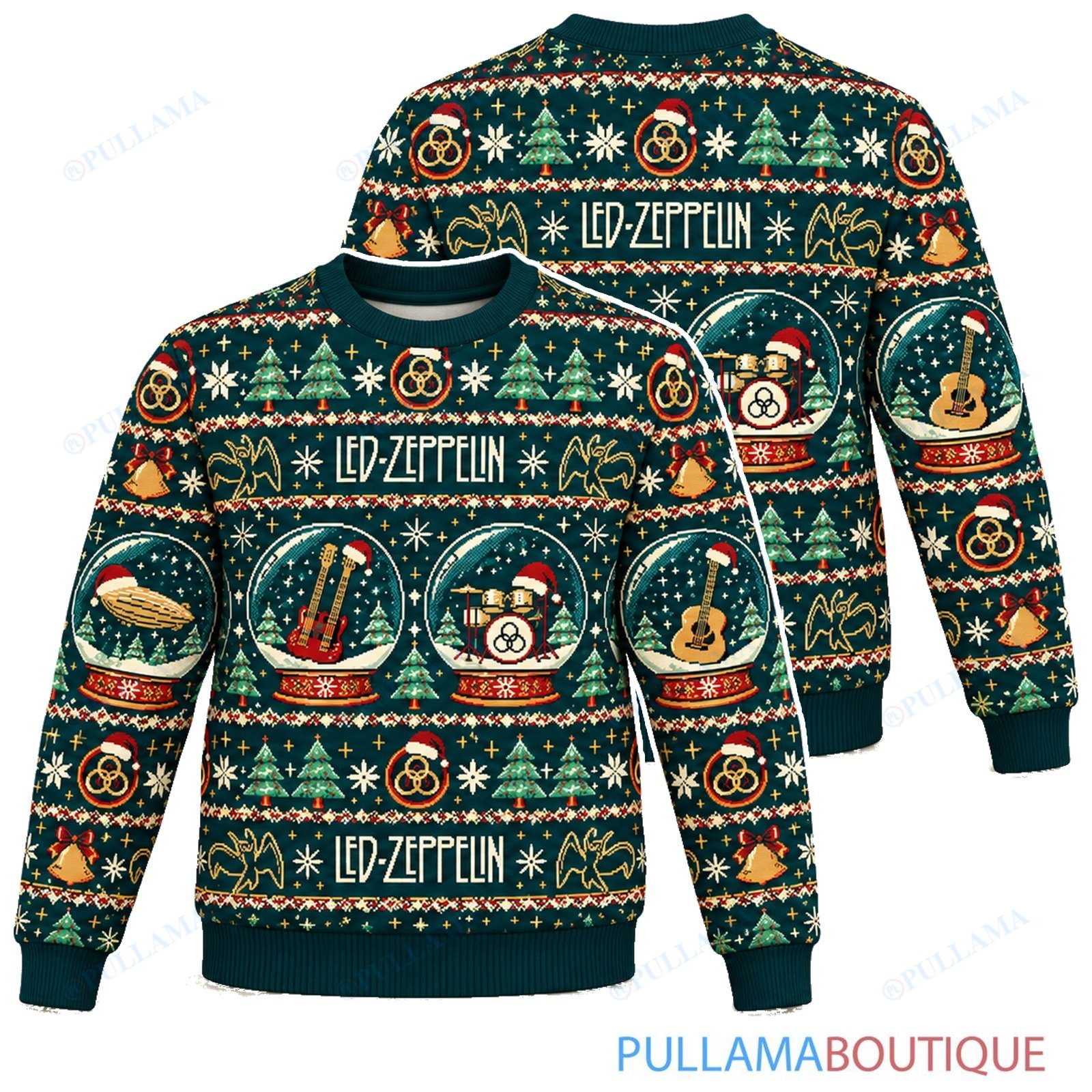 Led Zeppelin Snow Globe ugly christmas sweater