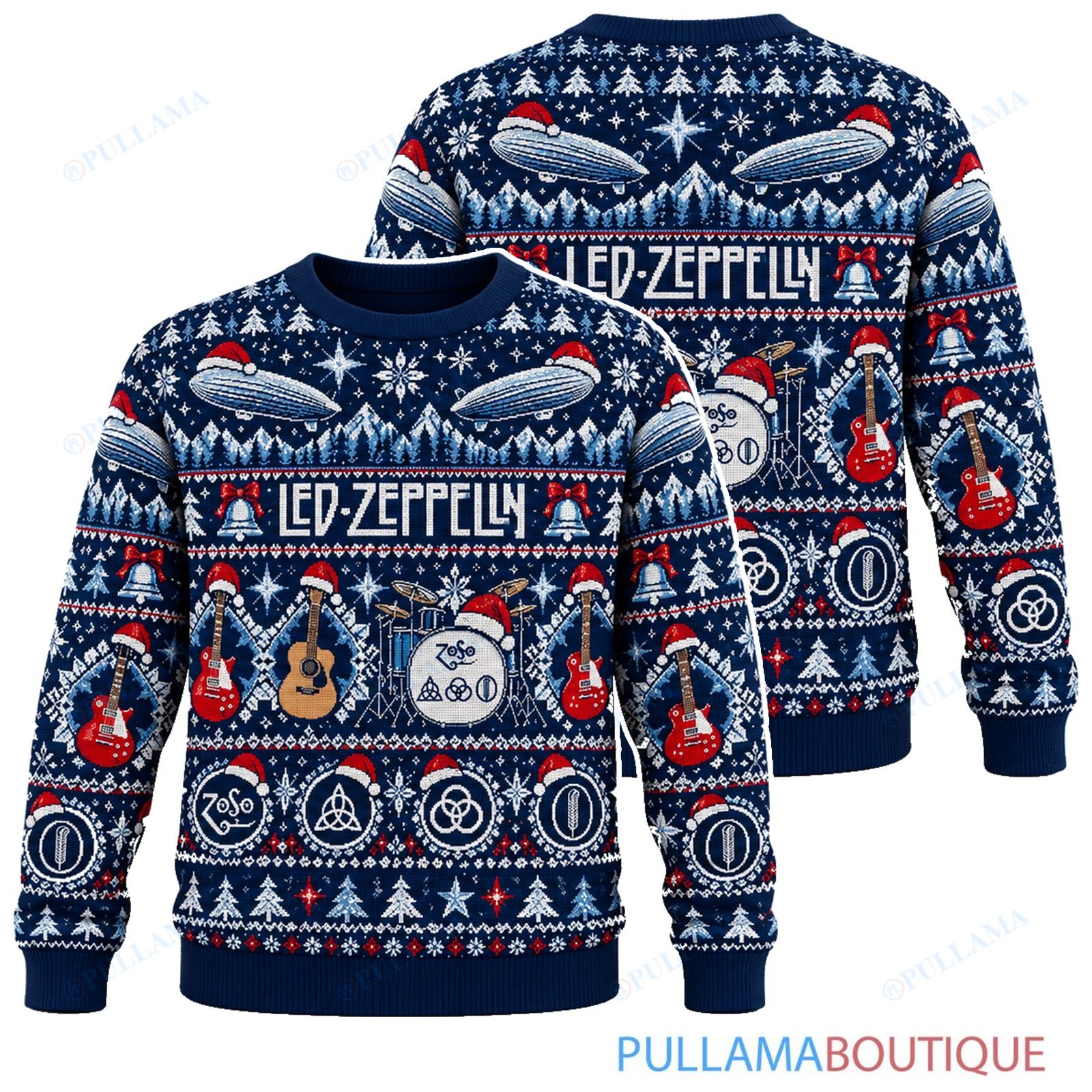 Led Zeppelin Midnight Snow ugly christmas sweater
