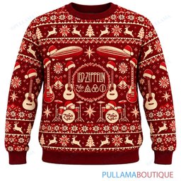 Led Zeppelin Retro Red ugly christmas sweater