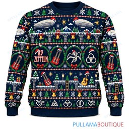 Led Zeppelin 8 Bit Quest ugly christmas sweater