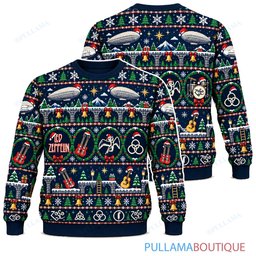 Led Zeppelin 8 Bit Quest ugly christmas sweater
