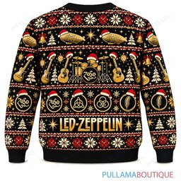 Led Zeppelin Black Gold ugly christmas sweater