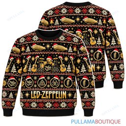Led Zeppelin Black Gold ugly christmas sweater
