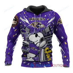 Baltimore Ravens Snoopy and Woodstock with Super Bowl Trophy Joe Cool Custom Hoodie