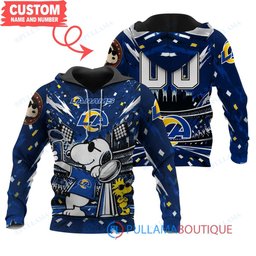 Los Angeles Rams Snoopy and Woodstock with Super Bowl Trophy Joe Cool Custom Hoodie