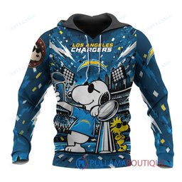 Los Angeles Chargers Snoopy and Woodstock with Super Bowl Trophy Joe Cool Custom Hoodie