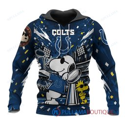 Indianapolis Colts Snoopy and Woodstock with Super Bowl Trophy Joe Cool Custom Hoodie