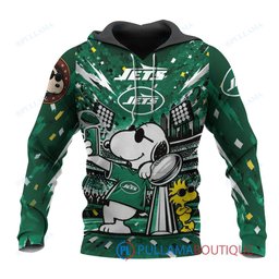 New York Jets Snoopy and Woodstock with Super Bowl Trophy Joe Cool Custom Hoodie