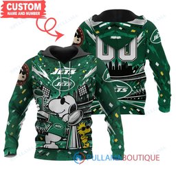 New York Jets Snoopy and Woodstock with Super Bowl Trophy Joe Cool Custom Hoodie