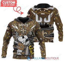 New Orleans Saints Snoopy and Woodstock with Super Bowl Trophy Joe Cool Custom Hoodie