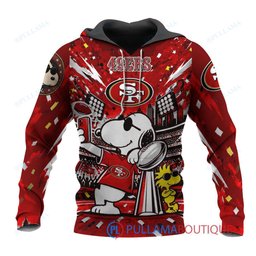 San Francisco 49ers Snoopy and Woodstock with Super Bowl Trophy Joe Cool Custom Hoodie