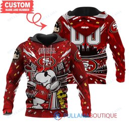 San Francisco 49ers Snoopy and Woodstock with Super Bowl Trophy Joe Cool Custom Hoodie