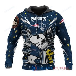 New England Patriots Snoopy and Woodstock with Super Bowl Trophy Joe Cool Custom Hoodie