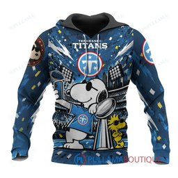 Tennessee Titans Snoopy and Woodstock with Super Bowl Trophy Joe Cool Custom Hoodie