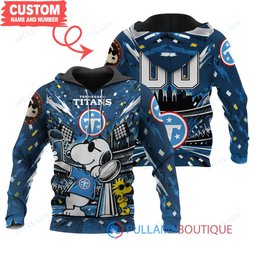 Tennessee Titans Snoopy and Woodstock with Super Bowl Trophy Joe Cool Custom Hoodie