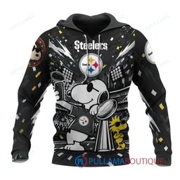 Pittsburgh Steelers Snoopy and Woodstock with Super Bowl Trophy Joe Cool Custom Hoodie