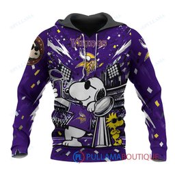 Minnesota Vikings Snoopy and Woodstock with Super Bowl Trophy Joe Cool Custom Hoodie