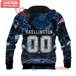 New England Patriots Jack Skellington and Sally with Super Bowl Trophy Moonlit Stadium Custom Hoodie