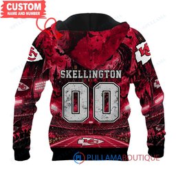 Kansas City Chiefs Jack Skellington and Sally with Super Bowl Trophy Moonlit Stadium Custom Hoodie